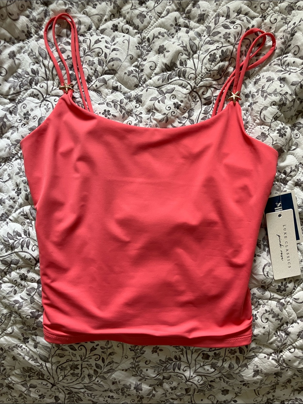 Pink Rose Coral-Pink Double Strap Camisole with Star Accents